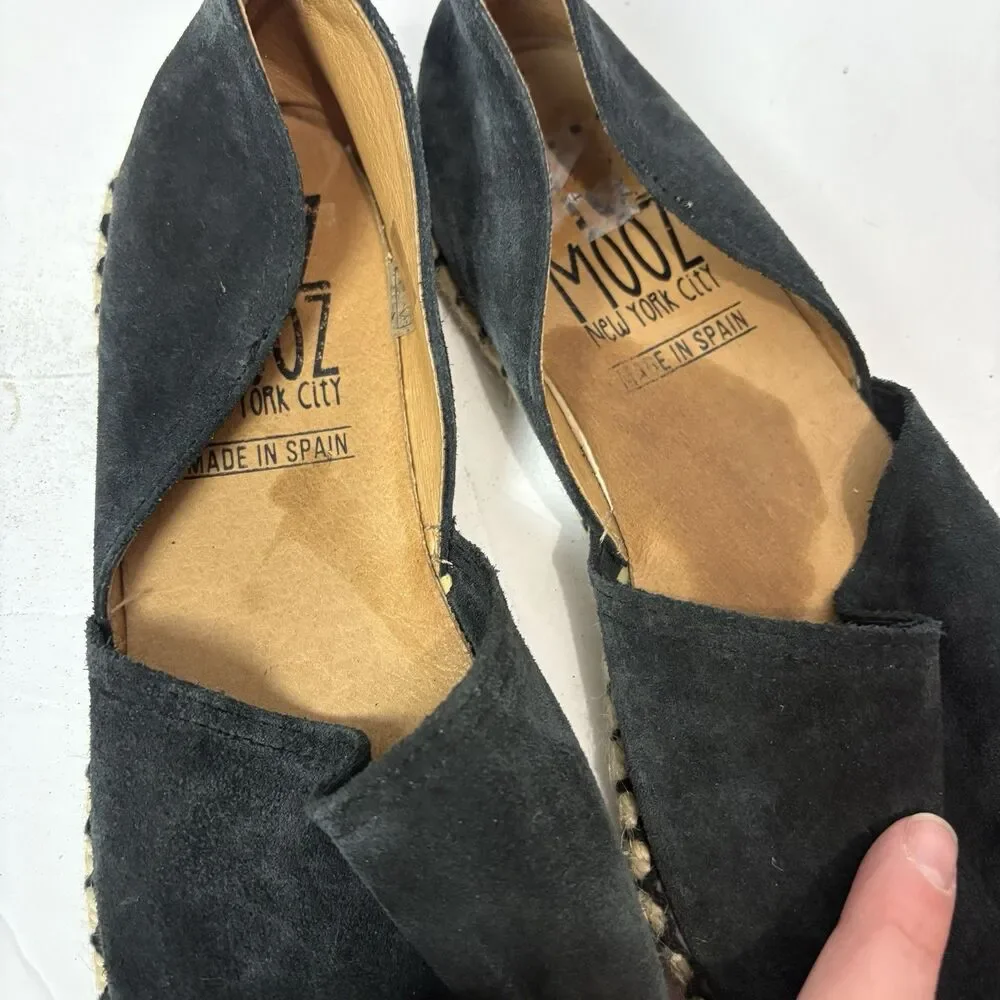 Miz Mooz Suede Espadrille Flats Carmena Black Size Eu 41 / US 10